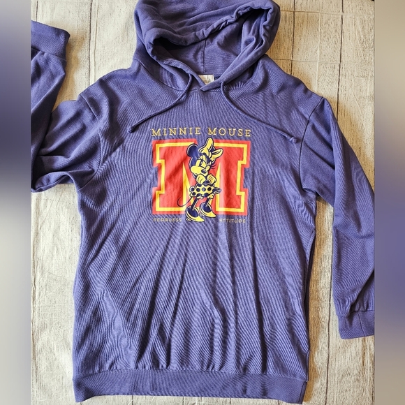 Disneyland Hong Kong •Size Large• Purple Minnie Mouse Pullover Hoodie Cotton - Picture 1 of 7